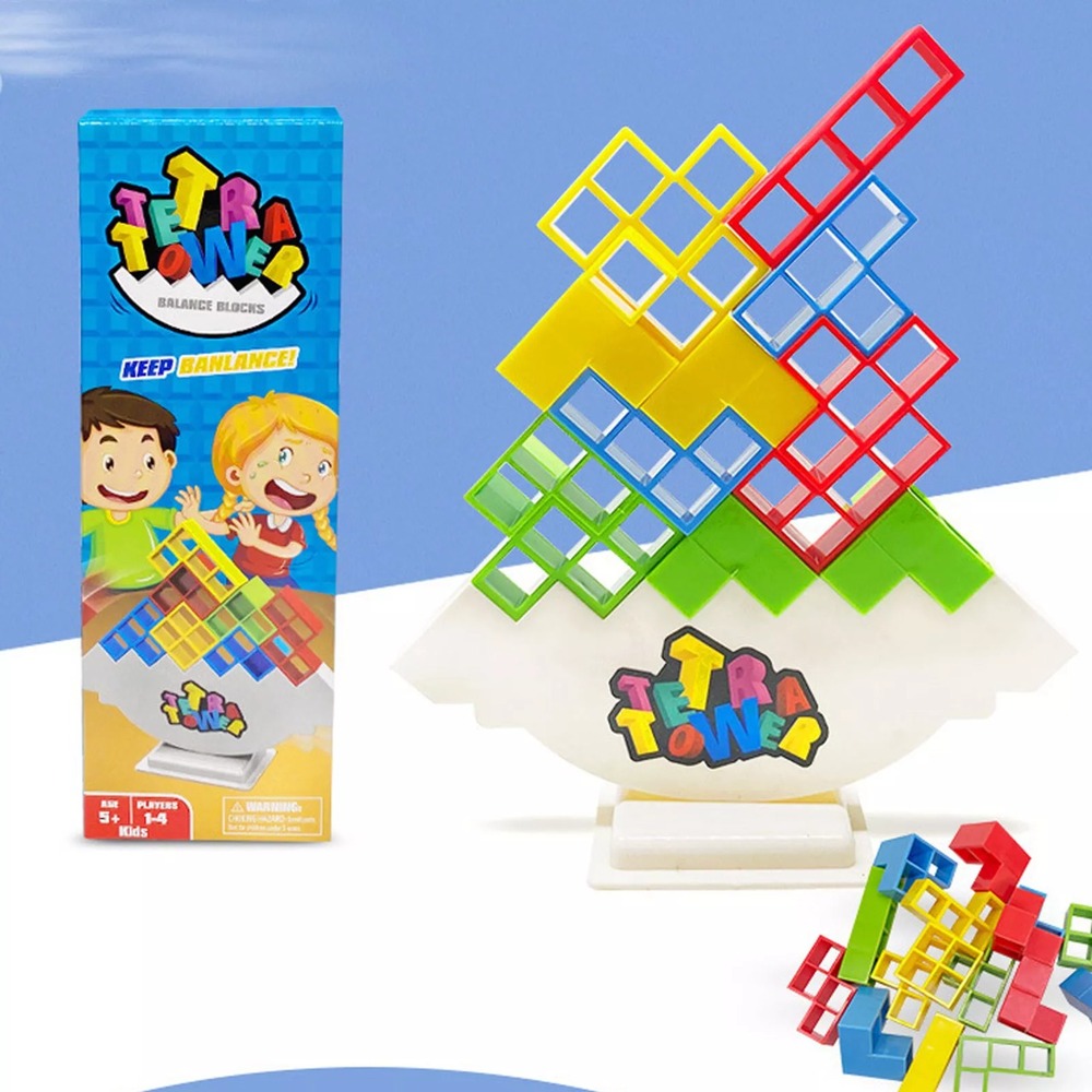 48PCS Tetra Tower Balance Stacking Blocks Puzzle Kids Game Family Educational